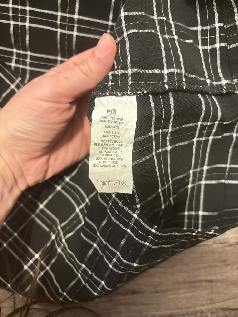 Garage Black Plaid Mini Skirt with White Windowpane - Picture 4 of 5